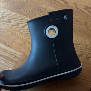CROCS Black and White Rain & Snow Boots with Waterproof Design